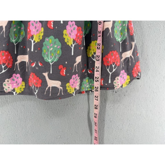 Mini Boden Dress Girls 7/8 Gray Woodland Deer Squirrel Whimsical Forest A Line - Picture 8 of 12